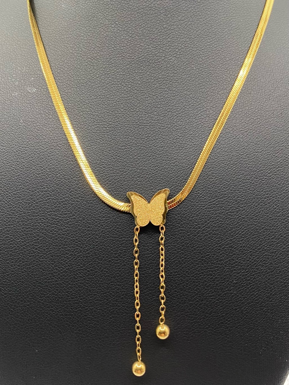 Gold Butterfly Drop Pendant Necklace - Women Jewelry